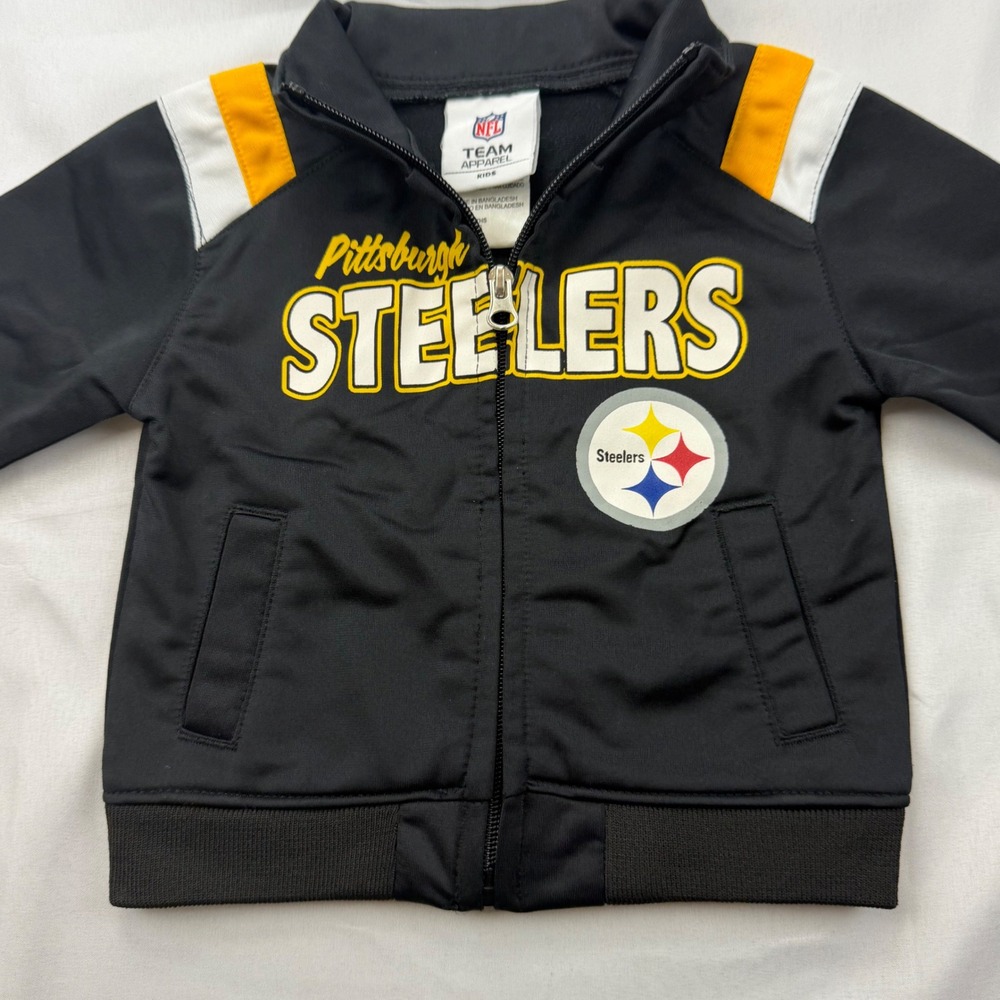 NFL Team Apparel Pittsburgh Steelers Jacket Kids 12 Months Black Full Zip Track